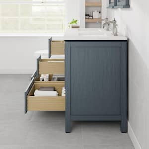 Britney 48 in. W x 22 in. D Ash Blue Double Sink Bathroom Vanity with White Carrara Quartz Top and Undermount Sinks