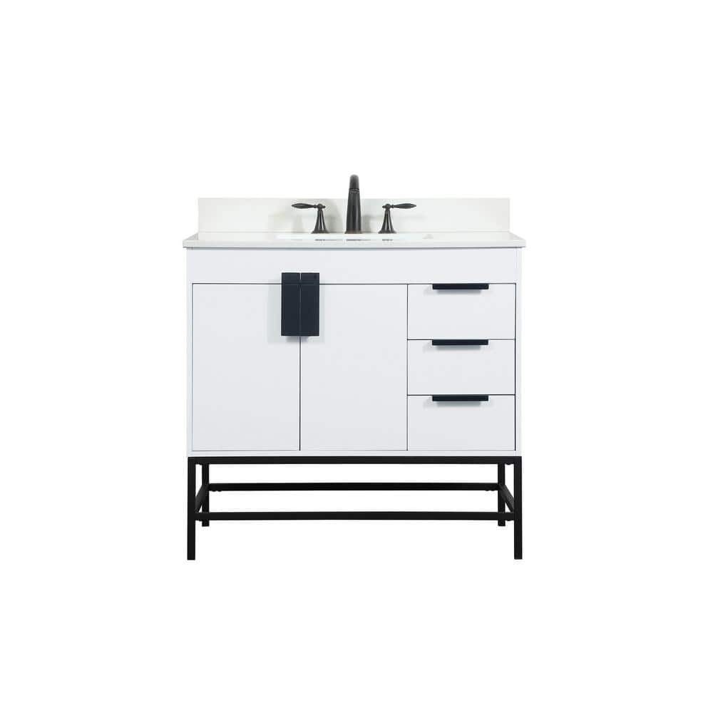 Simply Living 36 in. W x 22 in. D x 33.5 in. H Bath Vanity in White with Iv