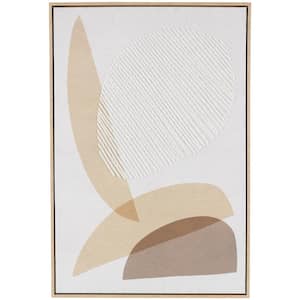 1-Panel Abstract Overlapping Shapes Framed Poster with White Fabric Detailing 37 in. W. x 25 in.