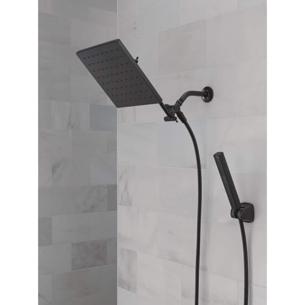 Matte Black Adjustable Square Rain Shower Head Combo