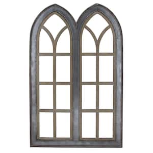 Double Arch Gothic Window Metal Mixed Media Wall Art