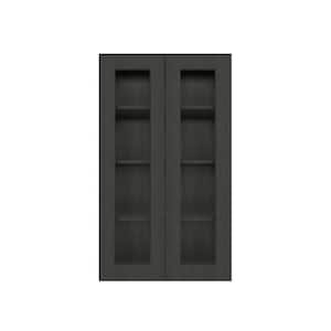 24 in. W x 12 in. D x 42 in. H in Shaker Charcoal Ready to Assemble Wall Kitchen Cabinet with No Glasses
