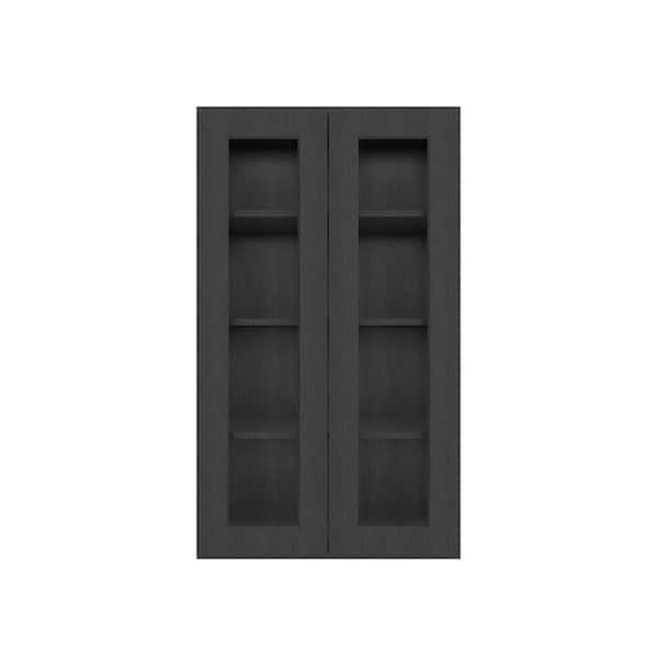 HOMLUX 24 in. W x 12 in. D x 42 in. H in Shaker Charcoal Ready to Assemble Wall Kitchen Cabinet with No Glasses