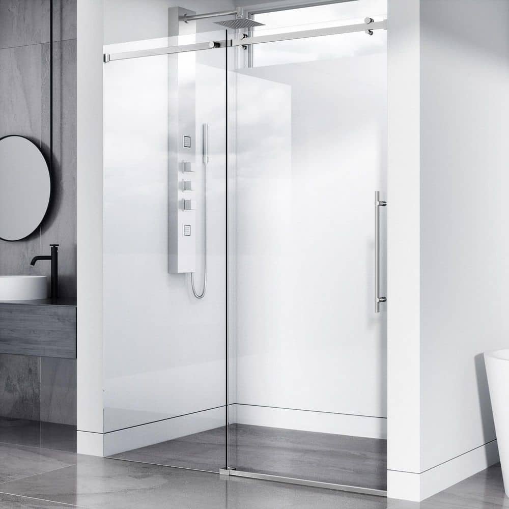 VIGO Luca 56 to 60 in. W x 79 in. H Sliding Frameless Shower Door