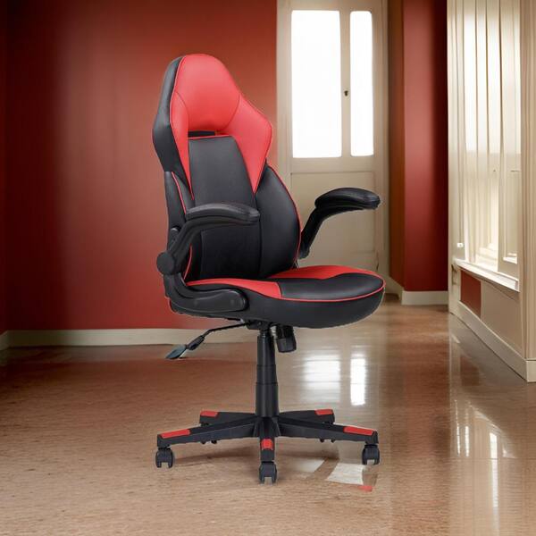 Benjara Faux Leather Swivel Ergonomic Office Gaming Chair in