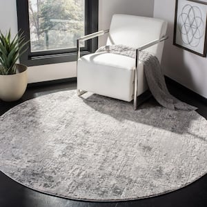 Invista Grey/Ivory 7 ft. x 7 ft. Abstract Geometric Round Area Rug