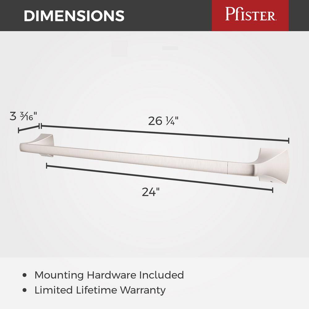 24-Inch Brushed Nickel Double Wall-Mounted Towel Bar