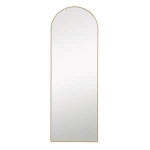 24 in. x 71 in. Modern Arched Framed Gold Full Length Mirror Leaning Mirror with Standing Holder