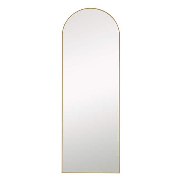 24 in. x 71 in. Modern Arched Framed Gold Full Length Mirror Leaning