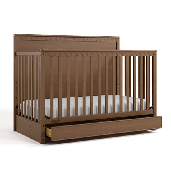 Sasha Hazelnut 5-in-1 Convertible Crib with Drawer