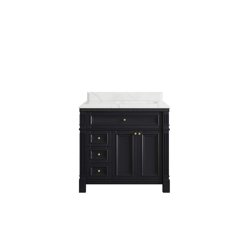 Paris 36 in. W x 22 in. D x 36 in. H Right Offset Sink Bath Vanity in Black with 1.5 in. Calacatta Laza qt. Top price history on PriceWatchPro