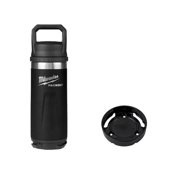 PACKOUT Black 18 oz. Insulated Bottle with Chug Lid and PACKOUT Twist To Lock Mount