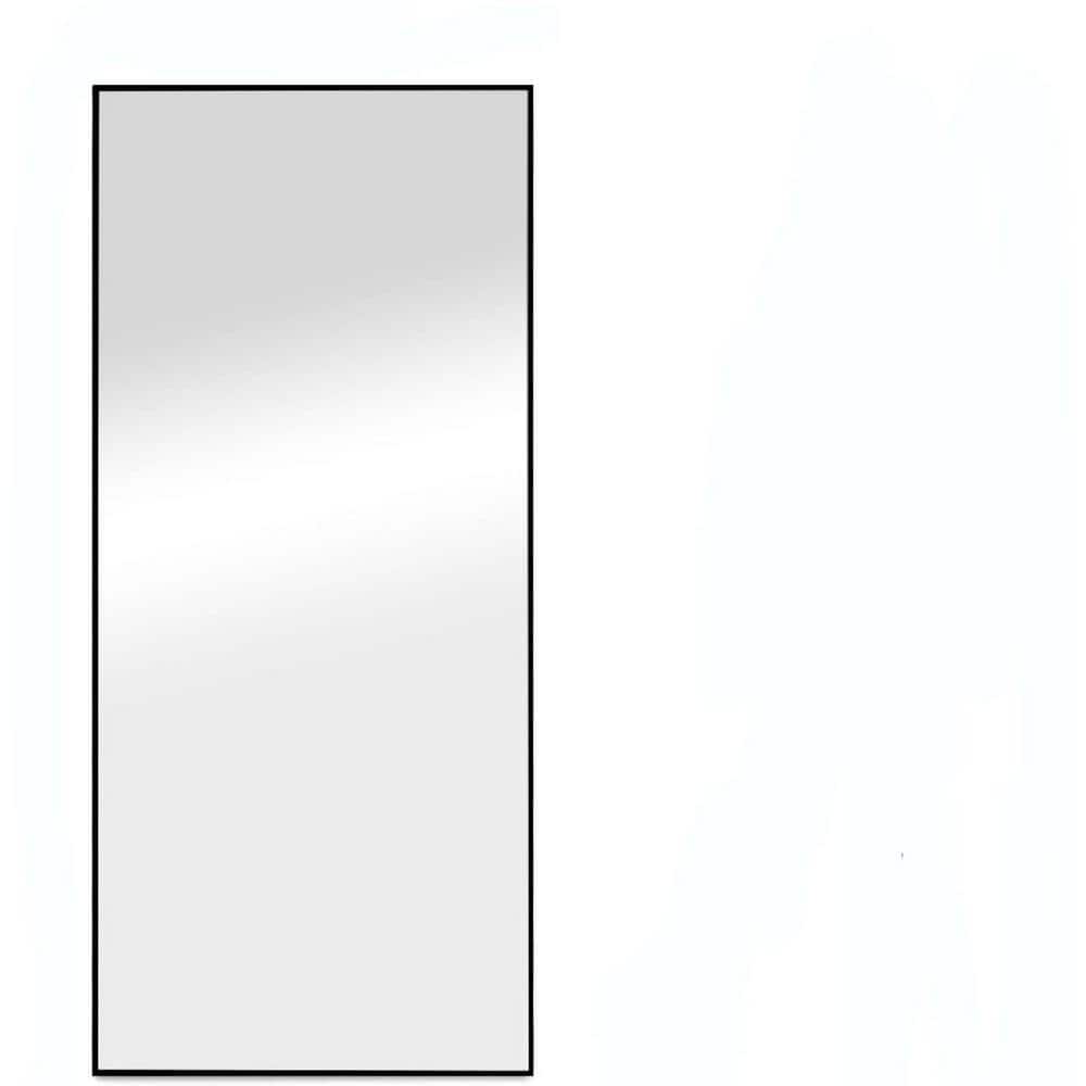 24 in. W x 71 in. H Rectangle Aluminum Alloy Framed Black Mirror Modern Des