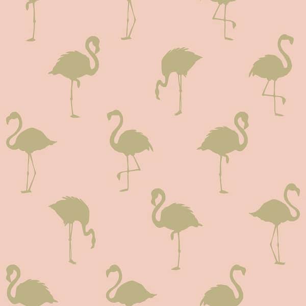ESTA Home Lovett Peach Flamingo Paper Strippable Wallpaper (Covers 56.4 sq. ft.)