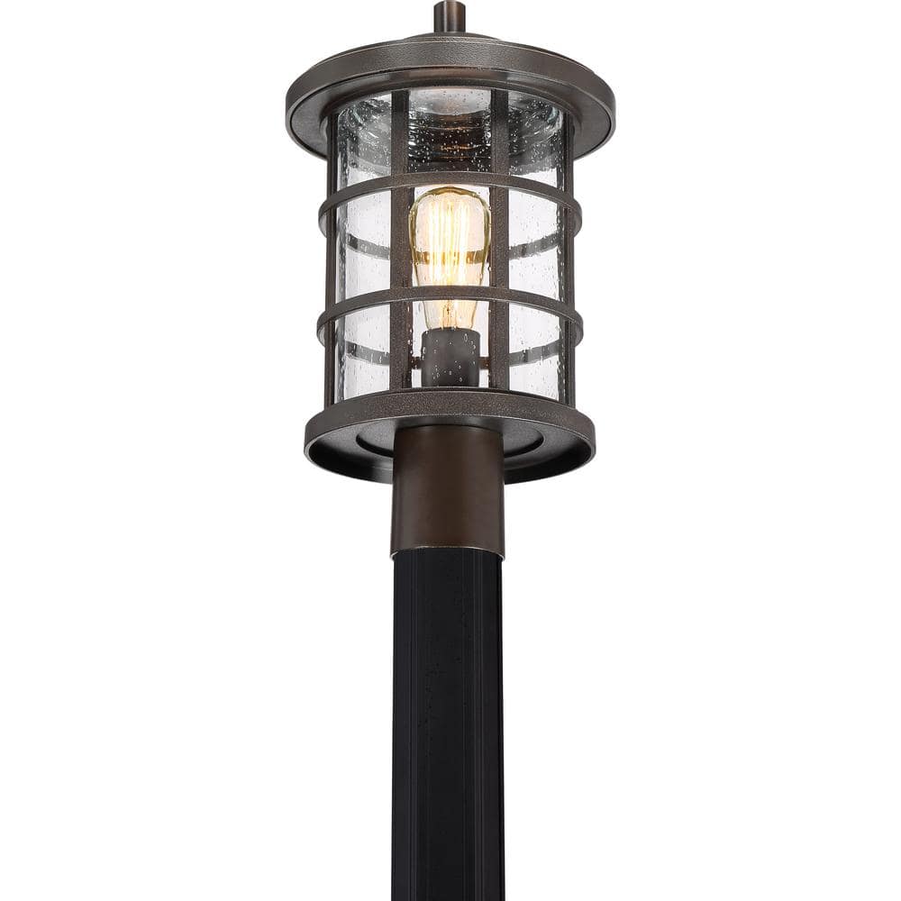 Crusade 10'' Palladian Bronze Outdoor Post Lantern with Crisscrossed Bands