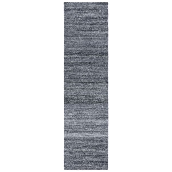 Mirage 2 ft. x 9 ft. Dark Gray/Ivory Striped Marle Runner Rug