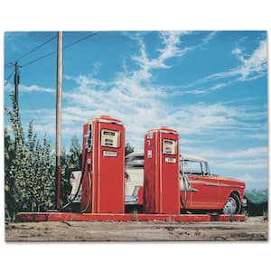23.5 in. x 29.5 in. Georg Huber Red Gas Pump Canvas Decorative Sign