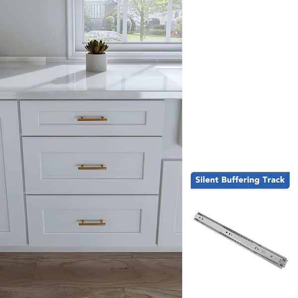 24 in. W x 24 in. D x 34.5 in. H Ready to Assemble Solid Wood Shaker Drawer Base Kitchen Cabinet in White