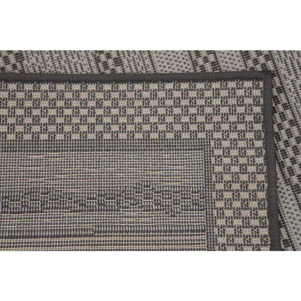 Gray Synthetic 9' x 12' Reversible Outdoor Area Rug