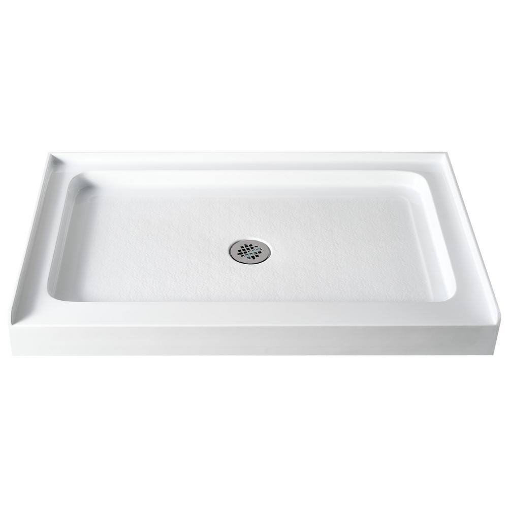 48 in. L x 30 in. W Alcove Acrylic Shower Pan Base with Center Drain in Carrara Sand Rectangular Shower tray price history on PriceWatchPro