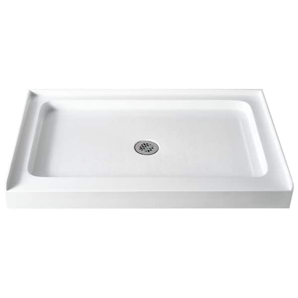 48 in. L x 30 in. W Alcove White Shower Pan Base Single Threshold with center Drain Acrylic Shower Tray for RV/Bathroom