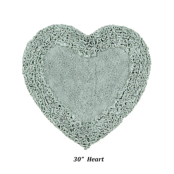 Better Trends Shaggy Border Collection Sage 30 in. Heart 100% Cotton Bath Rug