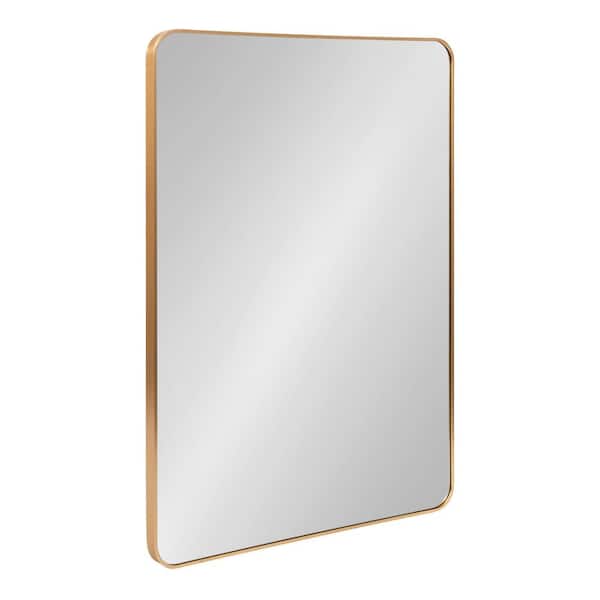 Kate and Laurel Zayda 30.00 in. W x 41.96 in. H Gold Rectangle Modern Framed Decorative Wall Mirror