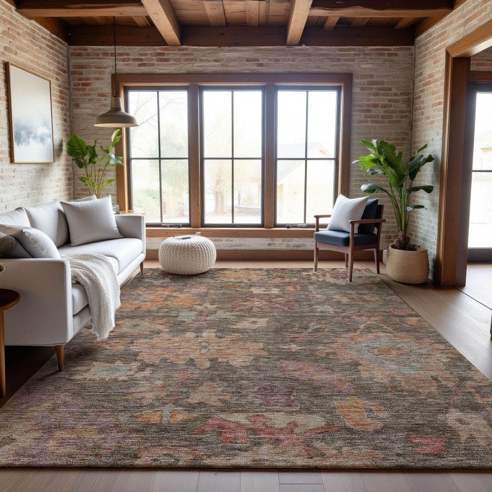 Mayfield Premium Machine Washable Abstract AMF1108 Brown 3 ft. x 5 ft. Area Rug price history on PriceWatchPro