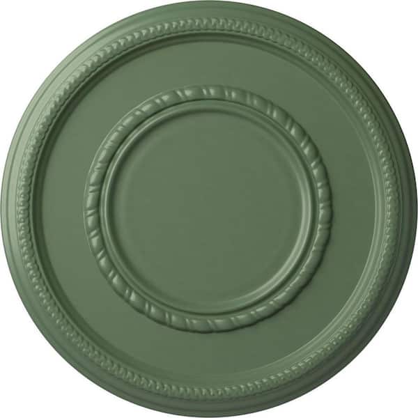 Ekena Millwork 1-1/8" x 17-3/8" x 17-3/8" Polyurethane Federal Roped Large Ceiling, Hand-Painted Athenian Green