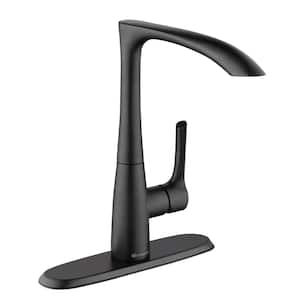 Menlo Contemporary Single-Handle High-Arc Standard Kitchen Faucet in Matte Black