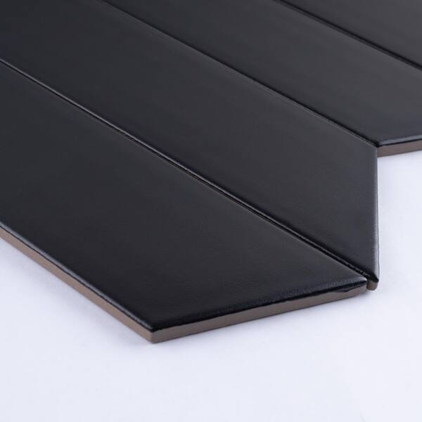 MOLOVO Kenzo Chevron Noir Black 3.14 in. x 15.74 in. Matte