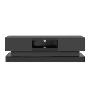 Modern Black TV Stand TV Console Fits TVs up to 65 in. with LED Lights and Drawers