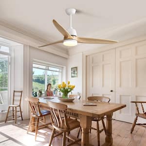56 in. Indoor Matte White Ceiling Fan Light With 6 Speed Remote Energy-Saving DC Motor