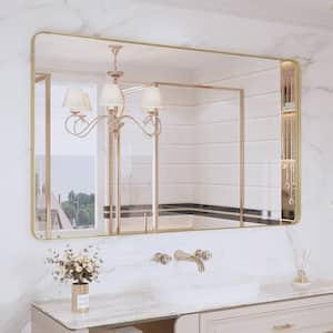 42 in. W x 40 in. H Rectangular Framed Wall Mounted Bathroom Vanity Mirror in Brushed Gold