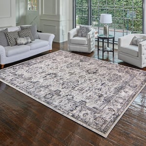 Brio Forsy Ivory Gray 5 ft. x 7 ft. Abstract Indoor Area Rug