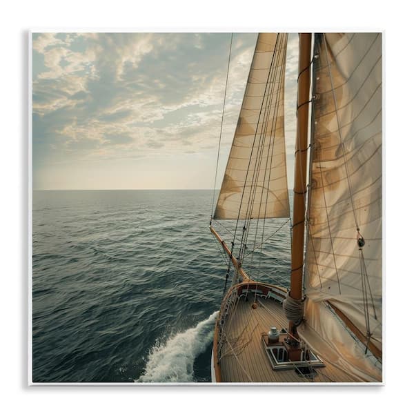 Stupell Industries Open Sails on Sea by LSR Design Studio Unframed Typography Graphic Art Print 12 in. x 12 in.