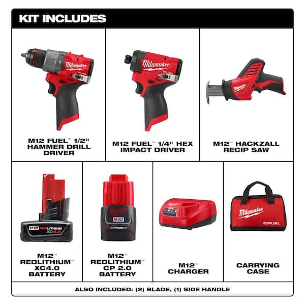 M12 FUEL 12-Volt Li-Ion Brushless Cordless Hammer Drill and Impact Driver Combo Kit (2-Tool) with M12 HACKZALL