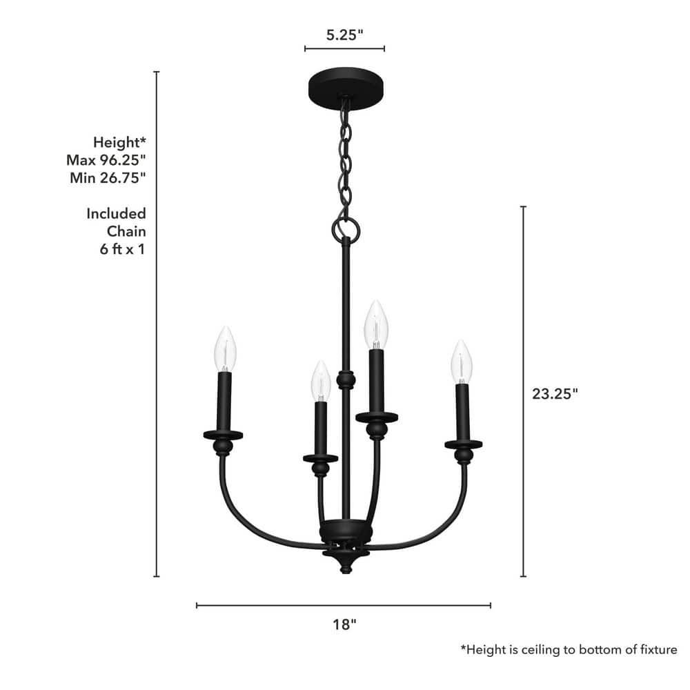 Black Mini Chandelier with Candle Bulbs, 18-inch