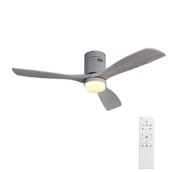 Topeka Low Profile Smart Ceiling Fan with LED Light and Remote 52 inch