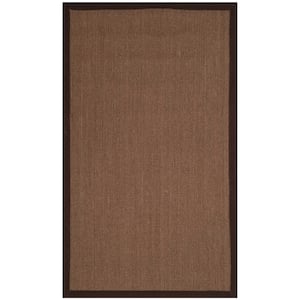Natural Fiber Brown Doormat 3 ft. x 4 ft. Solid Color Border Area Rug