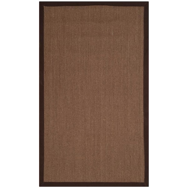 SAFAVIEH Natural Fiber Brown Doormat 3 ft. x 4 ft. Solid Color Border Area Rug