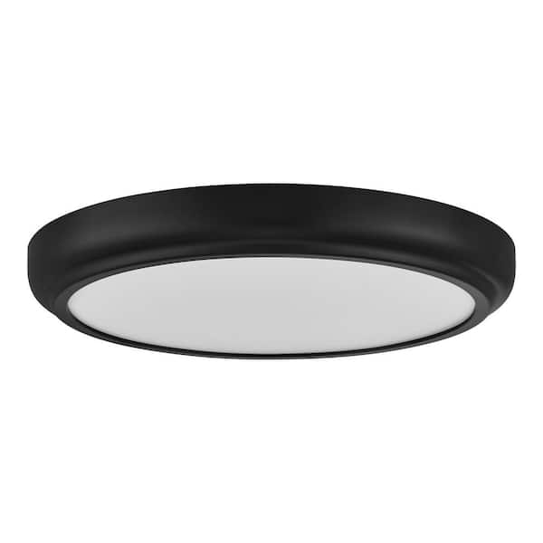 Commercial Electric 13 in. White Round LED Flush Mount with Night Light and Interchangeable Black Trim 1500 Lumens Adjustable CCT Dimmable