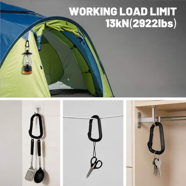 LOKWT D-Ring Carabiner Clip Set 3 in Iron Spring Hook 800 lb