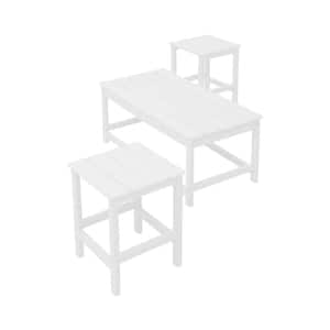 Laguna 3-Piece White Poly Plastic Outdoor Patio UV Resistant  Coffee and Side Table Set