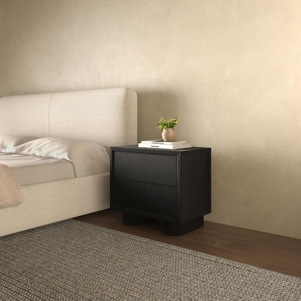 Alarno Black 2-Drawer 24 in. W Nightstand