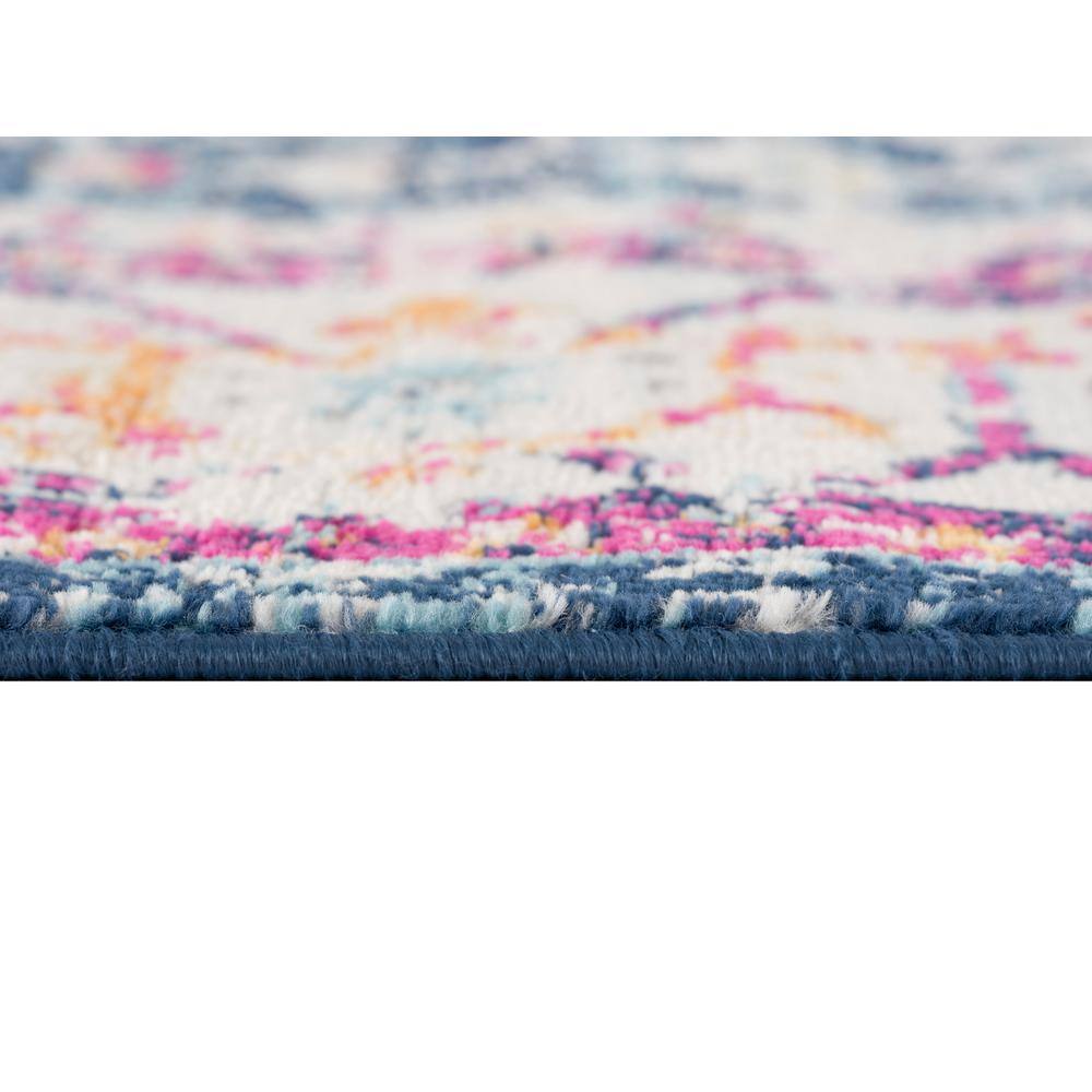 Navy and Multicolor Abstract Synthetic 5' x 7' Area Rug