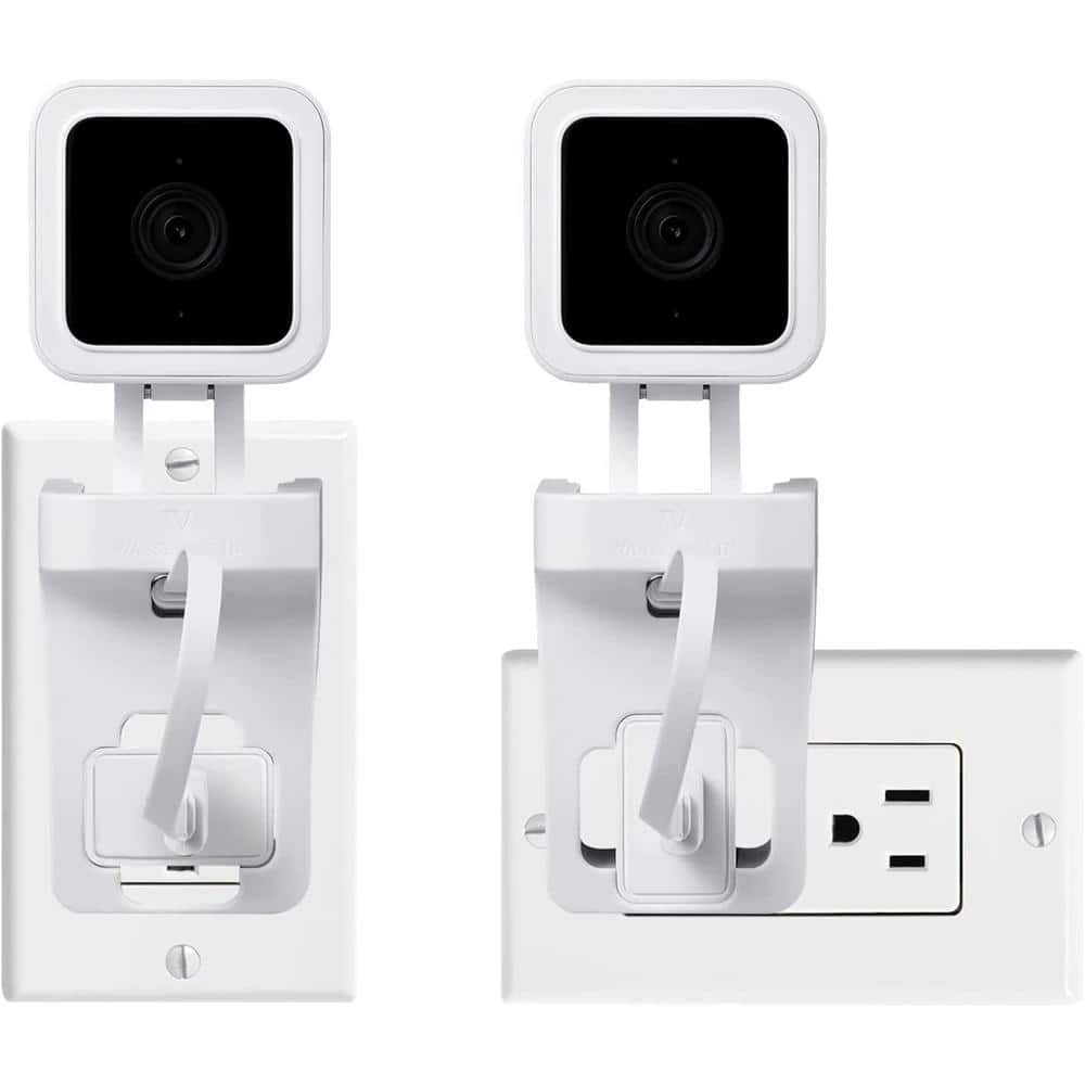 Sleek White AC Outlet Wall Mount for Wyze Cam V3 - Cable-Free Setup