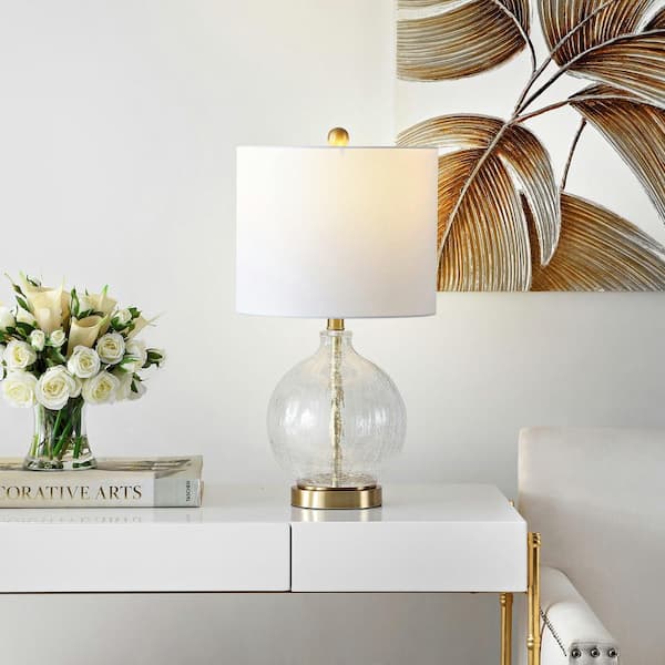 Lovell 23 in. Clear Table Lamp with White Shade