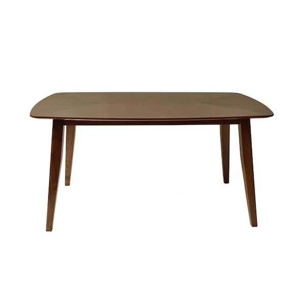 Unbranded Wooden Outdoor Patio Dining Table with Straight Legs for Garden Backyard Deck, Walnut Color