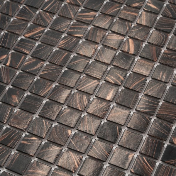 Apollo Tile Celestial Glossy Umber Brown and Gold 12 in. x 12 in. Glass Mosaic Wall and Floor Tile (20 sq. ft./case) (20-pack)